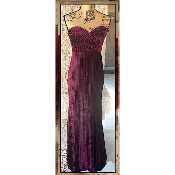 Lulus Plum Crush Velvet Pleated Strapless Classy Sensation Maxi Dress Size XS - Picture 3 of 14